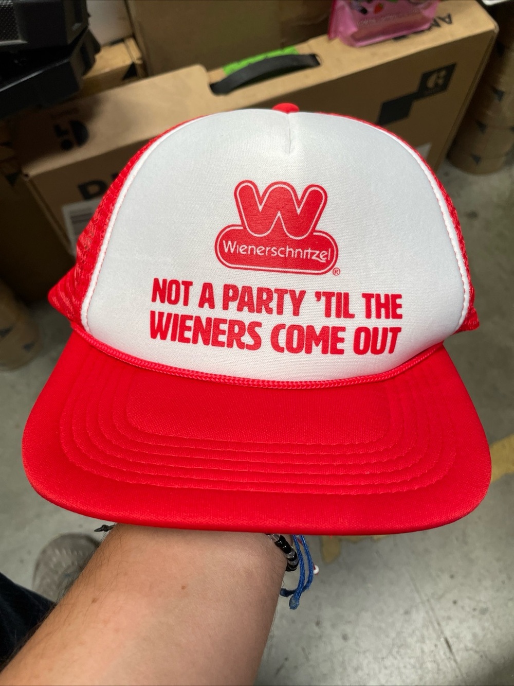 Vintage 90s Wienerschnitzel “Not A Party ‘Til The Wieners Come Out” SnapBack Cap